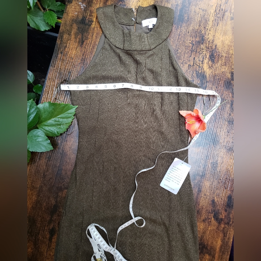 NWT - NSR BODYCON Knit midi olive green glitter mock neck dress